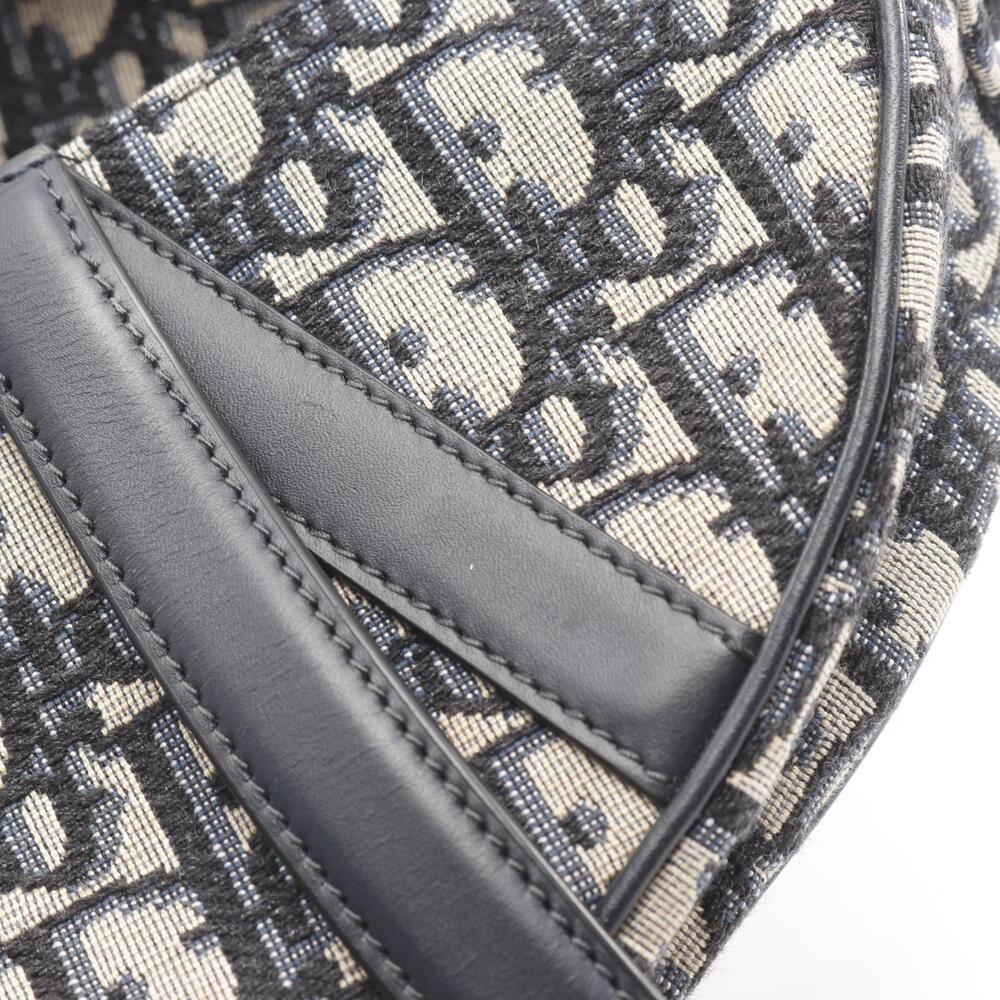 Dior Saddle Bag Oblique Jacquard Handbag Canvas Leather Beige Navy Blue Black - Picture 5 of 9